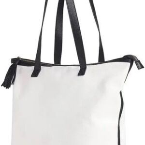 Walter Baker Carly Canvas Tote Bag NWT | White & Black Trim